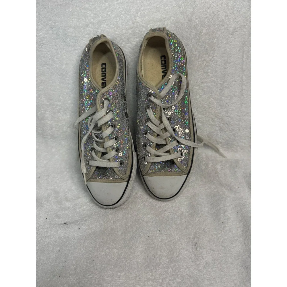 Converse Sneakers Sparkly Skate Surf Walking Woman's Size 7 wedding